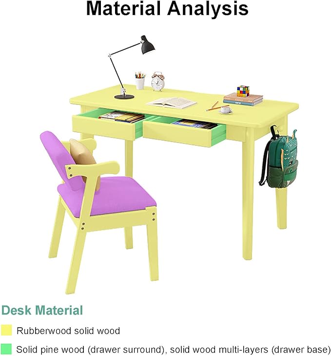 Solid Wood Writing Desk with Drawers,Mid-Century Modern Computer Desk Work Study Table,Simple Home Office Desk Workstation with Hook for Small Spaces(80x50x75cm(31x20x30inch), Wood)