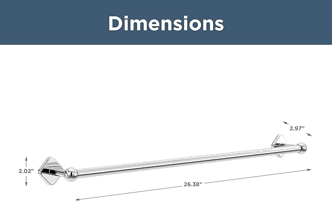 Franklin Brass Gainesville (1-Pack) 18'' Towel Rack w/ 6" Extender for Bathroom Polished Chrome Towel Bar for Bathroom Wall Mounted Towel Holder Rod GNV26-PC