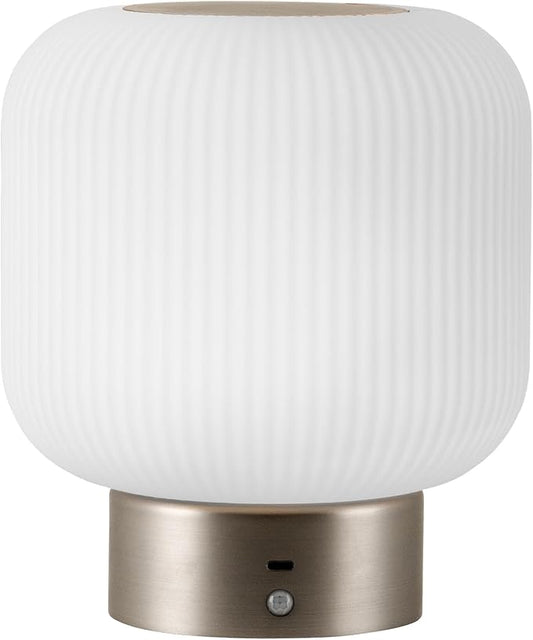 Aisilan Opal Glass Cordless Table Lamp, Touch Control & Motion Sensor, Stepless Dimmable Rechargeable Bedside Lamp for Bedroom & Living Room Decor
