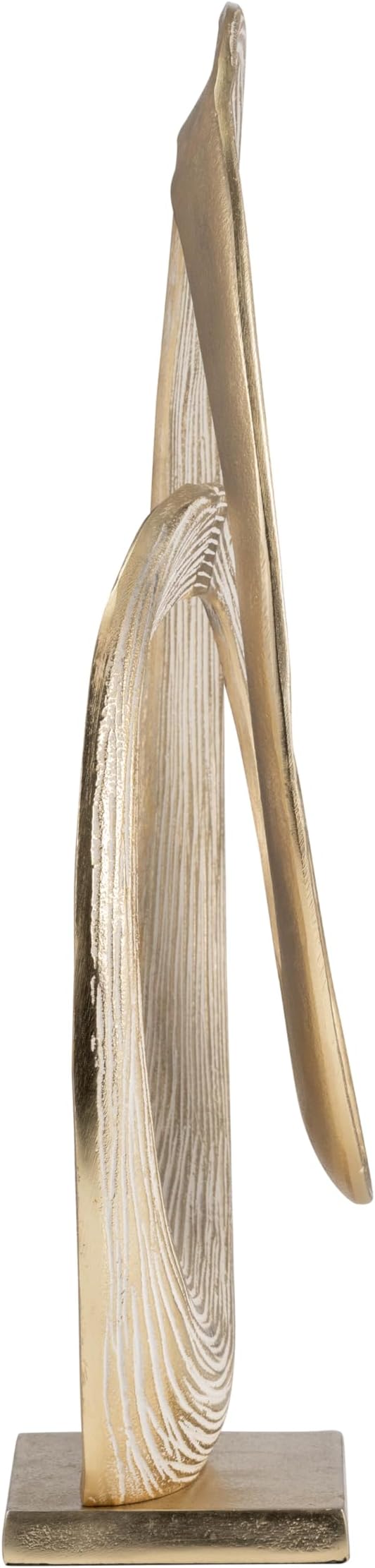 Abstract Ring Art Home Decor Sculpture Figurine - Modern Table Accent for Coffee Table and Room Display - Oval Ornament for Living Room, Bathroom, Office or Shelf Use - 20", Gold & Metallic