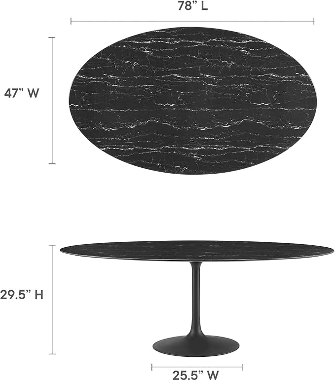 Modway Lippa Oval Artificial Marble 78" Dining Table