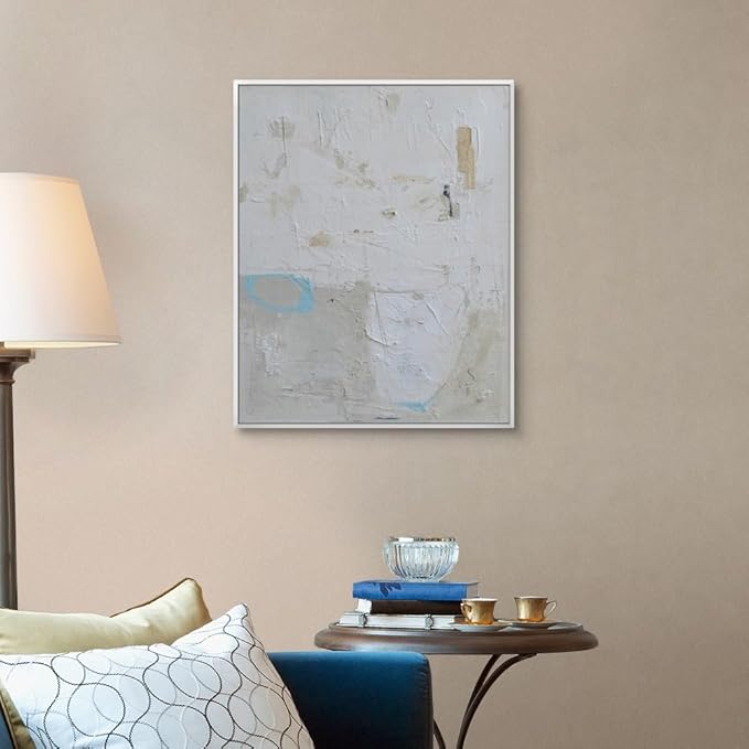 CANVAS ON DEMAND Two Shades One Heart Walnut Float Framed Canvas Wall Art Print by Erin Ashley, Abstract, Home Decor, Modern Abstract, Artwork,24" x30in