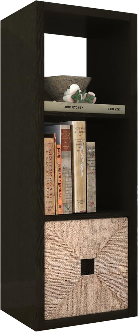 CTESNE【2026 Wooden Thick Frame 3 Cube Storage Organizer Shelf with Anti-Tipping Kits + Reversible Open Back Bookcase, Horizontal and Vertical Dual-use（Chocolate,11inch）