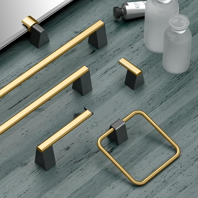 Gatco 5671 A-Line Towel Bar, 18 Inch, Brushed Brass Matte Black Combo