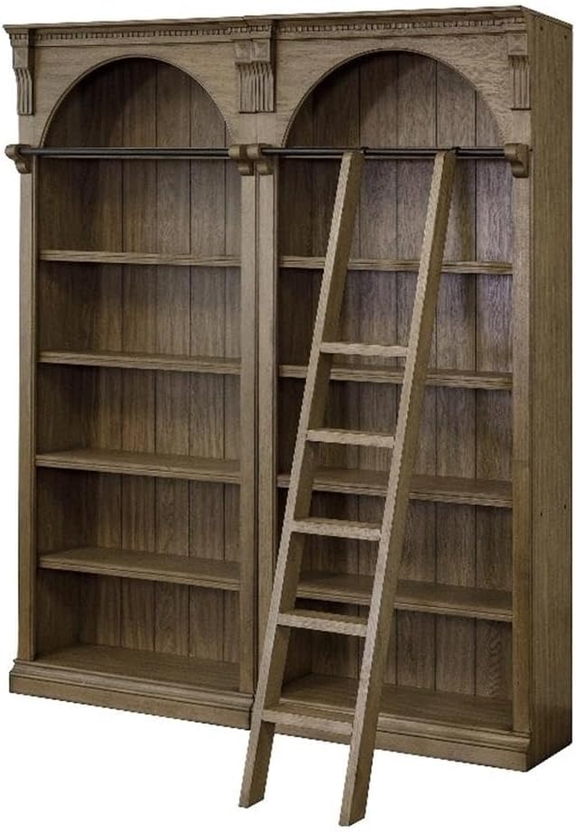Martin Furniture Traditional 8' Tall Wood Bookcase Wall with Ladder Office Storage Brown