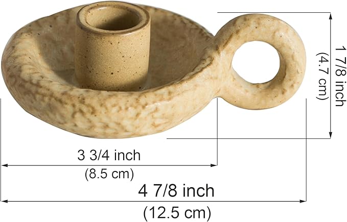 Ceramic Candle Holders, Candlestick Holder with Handle Vintage for Spell Candles and Taper Candles, Candlelight Stand for Home Dining Table Centerpieces, Weddings, Christmas, and Parties