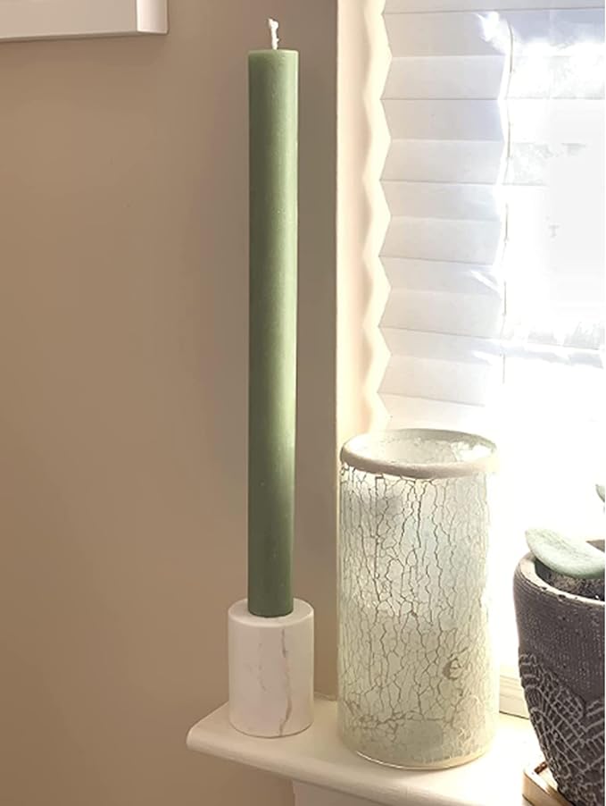 WORHE Candle Holders True Natural Marble Wick 0.35" Thick Set of 2 Decorative Candlestick Holder for Christmas Birthday Party Dinning for 3/4 inch Candles Color White (ZT004)