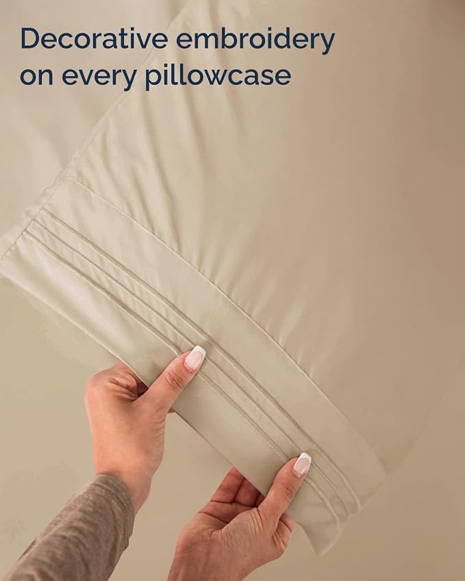 Twin Size 3 Piece Sheet Set - Comfy Breathable & Cooling Sheets - Hotel Luxury Bed Sheets for Women & Men - Deep Pockets, Easy-Fit, Extra Soft and Wrinkle Free Sheets - Cream Oeko-Tex Bed Sheet Set