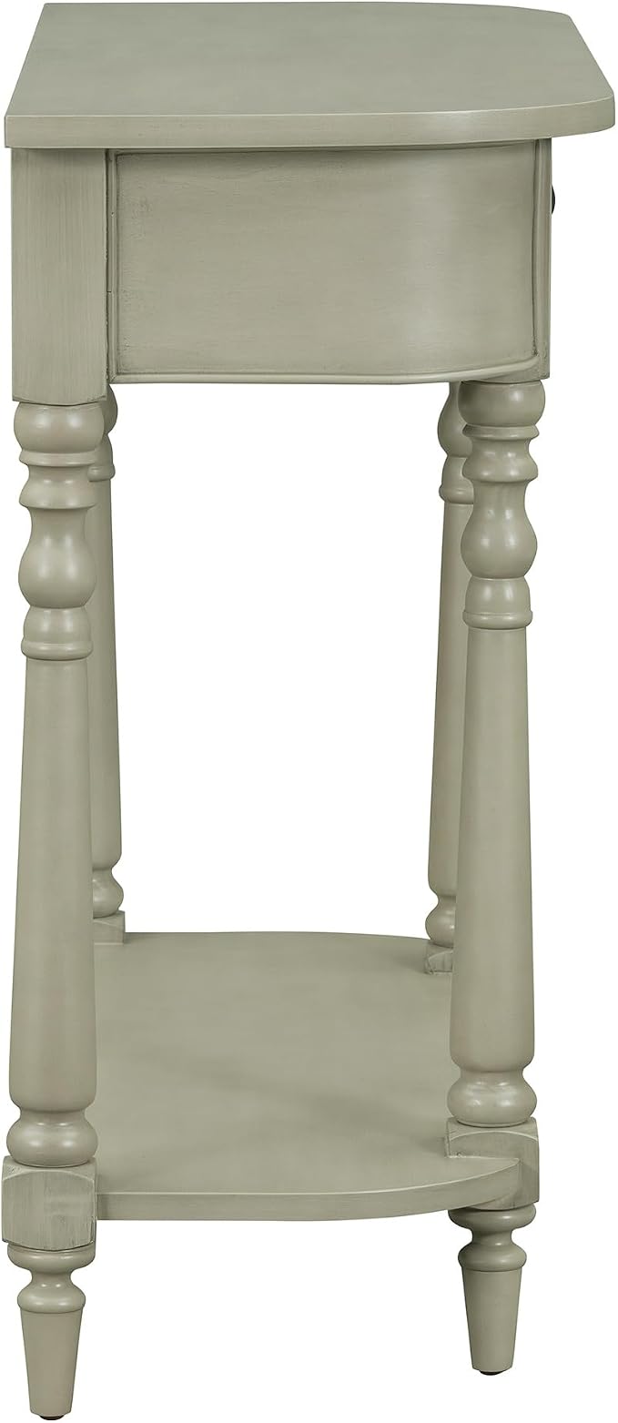 Retro Curved Console Table, 36" Solid Wood Half Moon Console Table Sofa Table Entryway Table with 1 Drawer 1 Open Shelf Roman Legs Curved Corners for Living Room,Entryway,Hallway,Gray