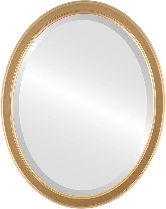 OVALCREST Oval Beveled Wall Mirror for Home Decor - Toronto Style - Gold Spray - 22" x 18"