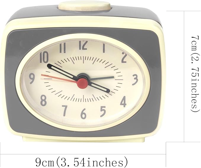 Alarm Clock Grey Small Silent Movement Vintage Classic Style Battery Powered Small Alarm Clock