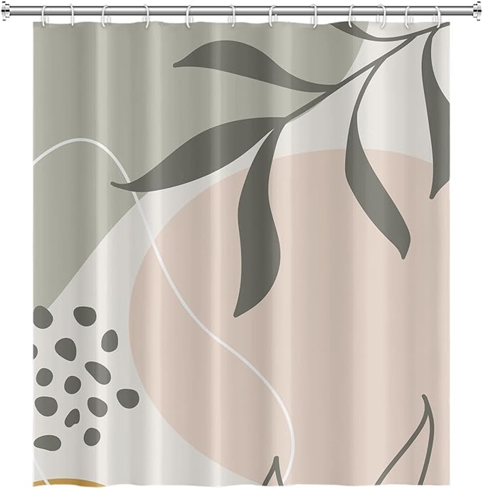 Light Green Eucalyptus Leaves Bathroom Shower Curtain Spring Nature Leaf Abstract Pattern Bath Curtain Waterproof Fabric Modern Elegant Home Decorative Shower Curtain with Hooks, 72x72 Inch