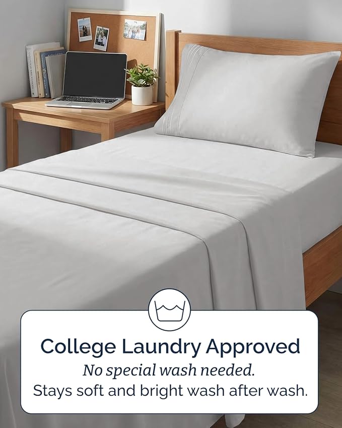 Twin XL Size 3 Piece Sheet Set - Comfy Breathable & Cooling Sheets - Hotel Luxury Bed Sheets for Women & Men - Deep Pockets, Easy-Fit, Soft & Wrinkle Free Sheets - French Grey Oeko-Tex Bed Sheet Set