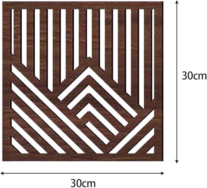 2Pcs Geometric Wood Wall Art Boho Abstract Wall Decor Wood Abstract Wall Panels for Bedroom Home Office Decoration, Walnut Color