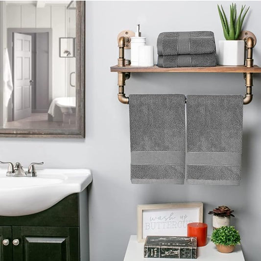 RUIBOLU Hand Towels for Bathroom - Cotton Ultra Soft Highly Absorbent Hand Towel 2 Set, Size 14" x 30" Home Bathroom Hand Towels for Bath, Hand, Face, Gym Towel (Gray)