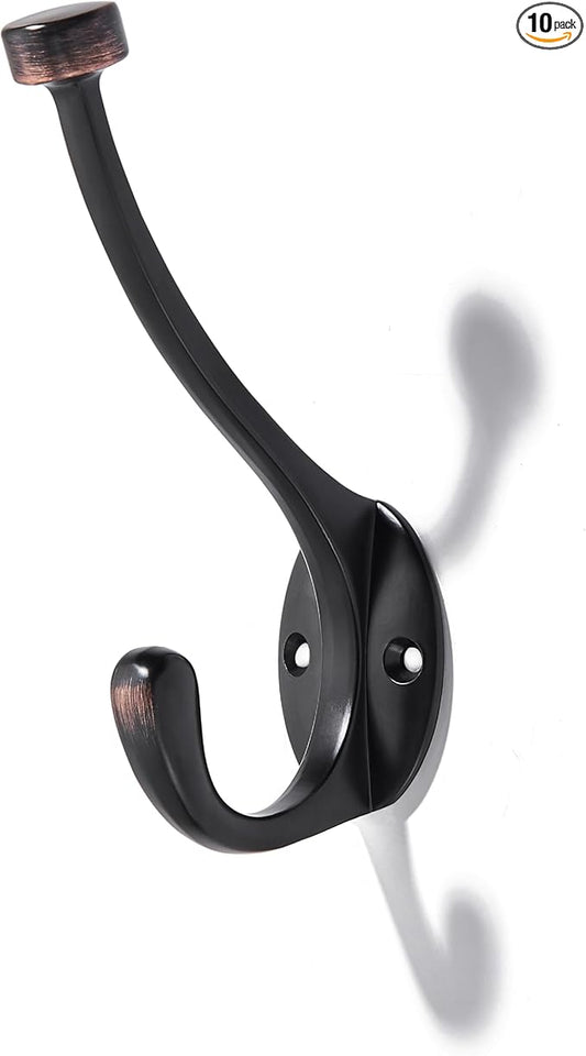 khtumeware The 10 Pack Heavy-Duty zinc Alloy Oil Rubbed Bronze Coat Hook is Suitable for bathrooms, Behind Doors, bedrooms, corridors, and is a Towel Robe Hooks for Both Household and Commercial use