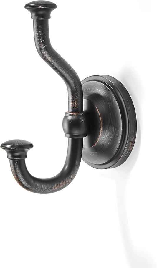 khtumeware 1 Pack 4-1/2 inch Zinc Alloy Oil Rubbed Bronze Large Coat Hooks Suitable for Tile, Wood Board, Glass Walls, Bathroom, Entrance Hall, Kitchen, Multi-Functional Venetian Robe Hooks