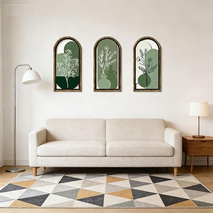 Decor Wall Art Abstract Botanical Decorations Leaf Lines Modern Minimalist Wooden Mid Century Artwork Bedroom Set of 3