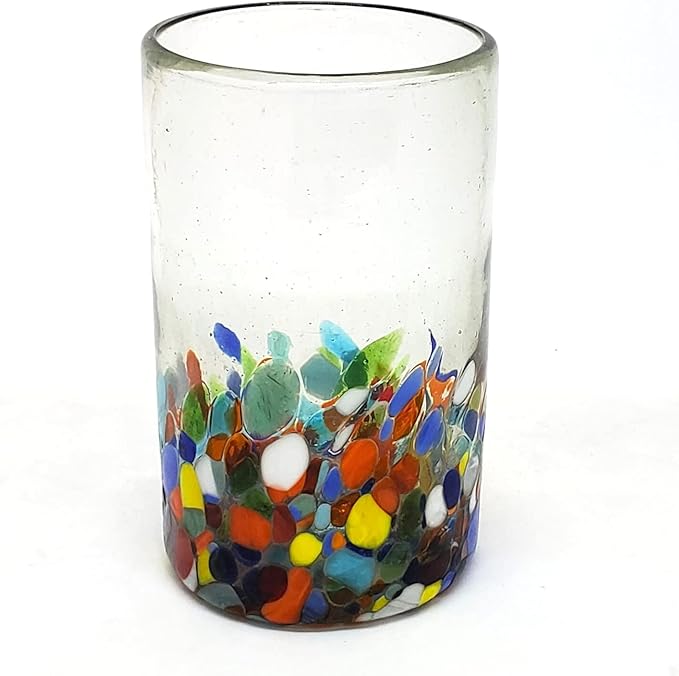 Clear & Confetti 14 oz Drinking Glasses (set of 6), Recycled Glass, Lead-free, Toxin-Free (Drinking)