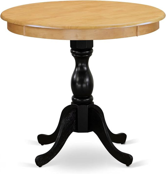 East West Furniture AMT-OBL-TP Antique Kitchen Dining Table - a Round Wooden Table Top with Pedestal Base, 36x36 Inch, Multi-Color