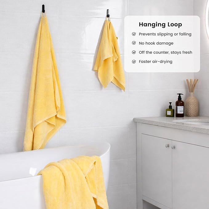 SEMAXE 12-Piece Family Bathroom Towel Set - 100% Cotton, 4 Bath Towels, 4 Hand Towels, 4 Washcloths, Ultra-Soft and Super Absorbent, Lighter Weight