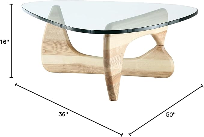 EMODERN FURNITURE eMod - Noguchi Triangle Coffee Table Glass Top (Natural)
