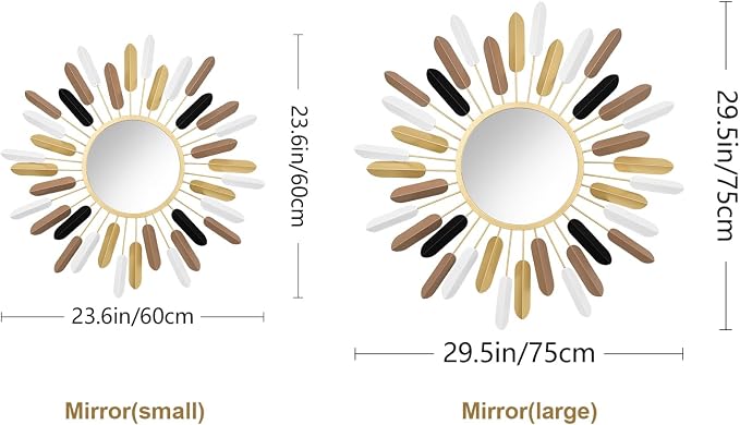 24" Boho Wall Mirror Flower Design,Luxury Decorative Rustic Farmhouse Mirrors for Living Room, Bathroom, Bedroom, and Entryway
