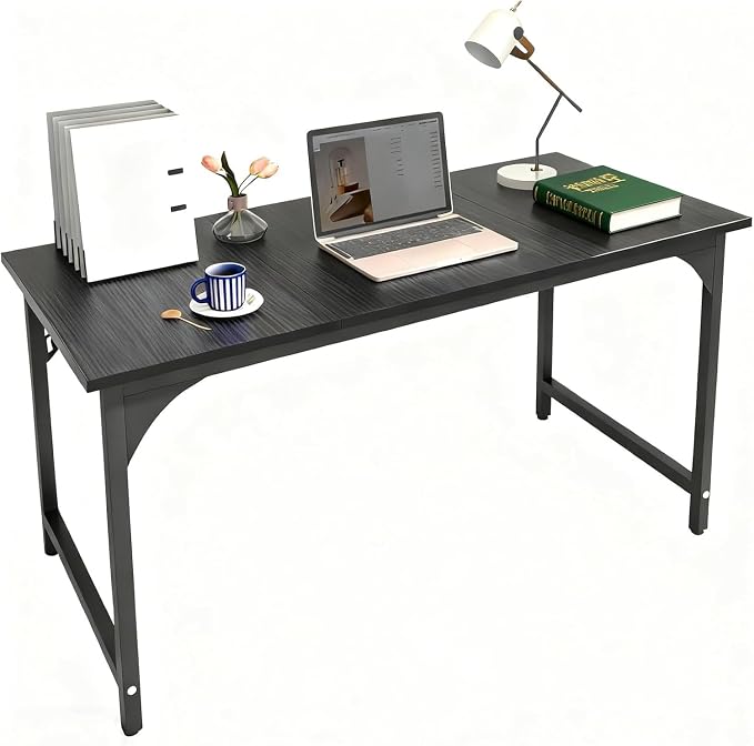 Computer Desk, 47 Inch Home Office Desks, Office Desk for Gaming Writing Study Work, Study Table with Large Legroom, Computer Desk with Metal Frame, Modern Simple Home Office Desk for Bedroom