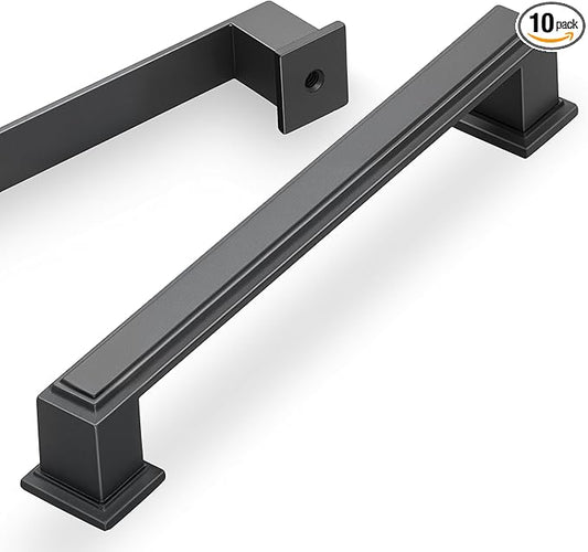 10 Pack 5 Inch(128mm) Hole Center Matte Dark Gunmetal Gray Modern Cabinet Pulls Kitchen Cabinet Handles Kitchen Cabinet Hardware Timeless Drawer Pulls for Dresser Cupboard Wardrobe, Gray(5x10)