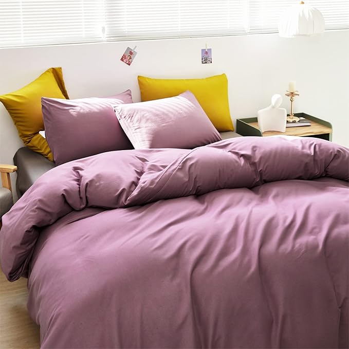 Pureant Dusty Purple Comforter Set King Solid Mauve Bedding Comforter Sets for Women Girls Grape Color King Comforter Soft Dusty Lilac Purple King Size Comforter Sets Lavender Bed