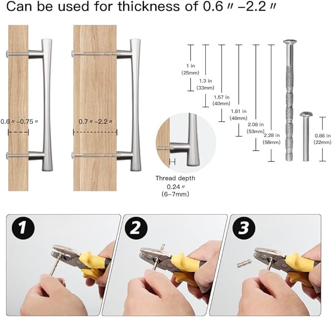 YAGU 5 Pack Brushed Nickel Cabinet Handles Satin Silver 5 Inch Screw Spacing Kitchen Drawer Pulls Zinc Alloy Hardware for Bathroom Cupboard Dresser Closet, 6.6" Overall