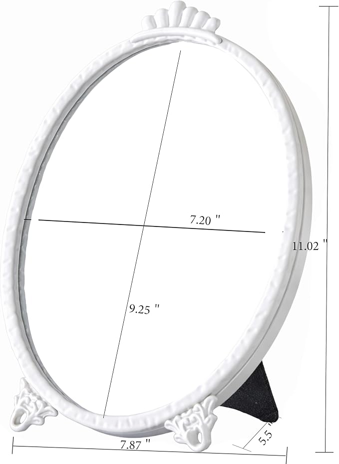 Gold Vintage Decor Vanity Mirror,Baroque Wall Art Retro Oval Mirror,Antique Wall Mirrors Decorative,Maximalist Decor Mirror for Desk Bedroom Bathroom Dresser Wall-Mounted,11.0" L x 7.9" W White