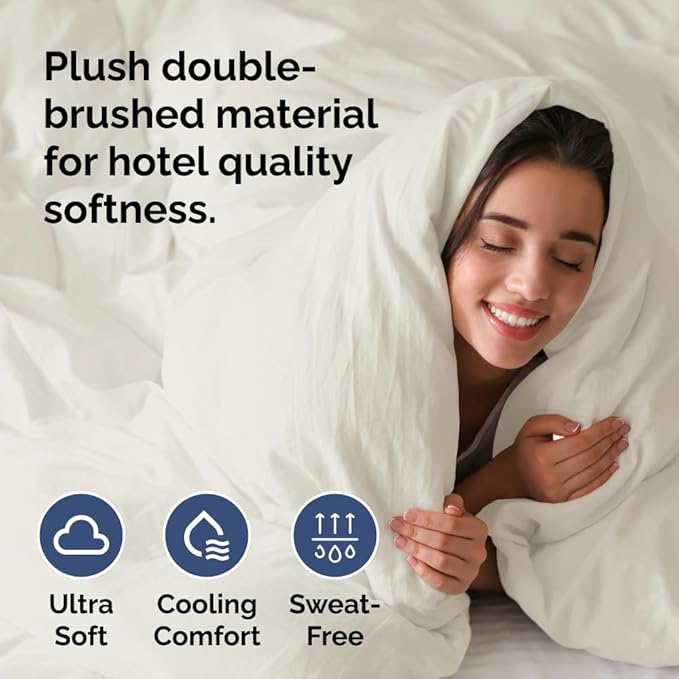 Duvet Cover Cal King Size - Extra Soft Cal King Size Duvet Cover - Lightweight & Breathable - Easy Care & Fade Free with Zipper Closures & Ties - 104" x 98" Inches - (Ivory) Comforter Not Included