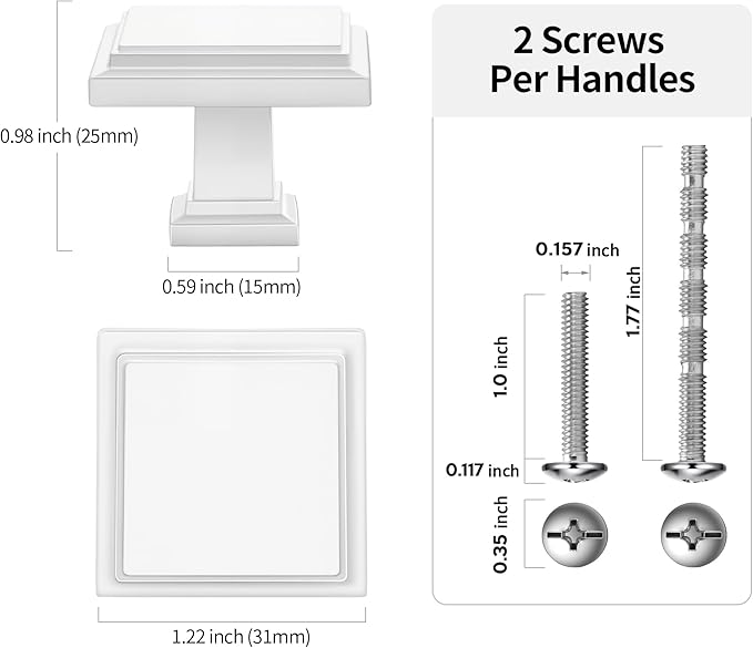 Lardmon 10 Pack Matte White Cabinet Knobs Drawer Knobs Modern Cabinet Pulls Kitchen Cabinet Handles Kitchen Cabinet Hardware Timeless Drawer Pulls for Dresser Cupboard Wardrobe, Matte White(1x10)