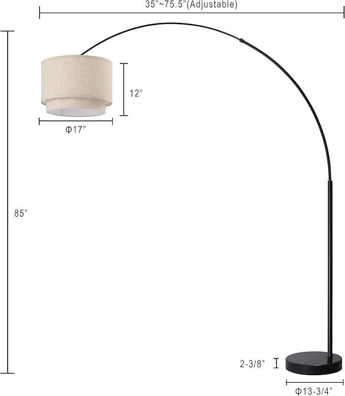 Major-Q Extra Large Arc Floor Lamp: Modern 81-Inch Tall Standing Lamps with Real Marble Base - Stylish Stand-Up Arching Lamp for Living Room Decor and Ambient Lighting