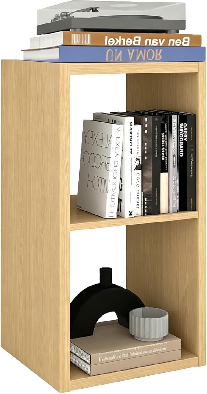 Endearing Limons【2026 Wooden Thick Border】 2 Cube Shelf Storage Organizer with Anti-Tipping Kits + Reversible Open Back Bookcase (11 * 11 Unit Cell Oak)