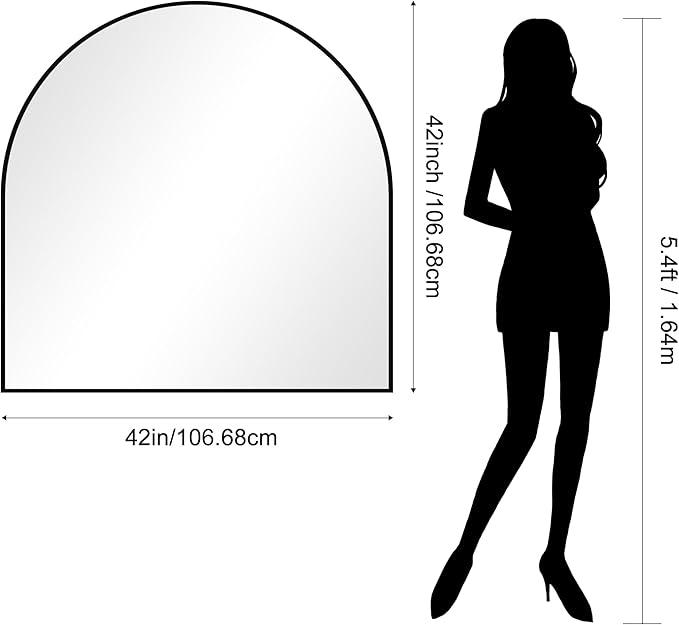 CIRCUMI Arched Wall Mirror, 42"x42" Black Arched Mirror with Tempered Glass, Metal Frame, Large Size for Entryway Table, Mantel,Living Room,Over Sink,Arch Mirror for Decor,Shatterproof&Crystal-Clear