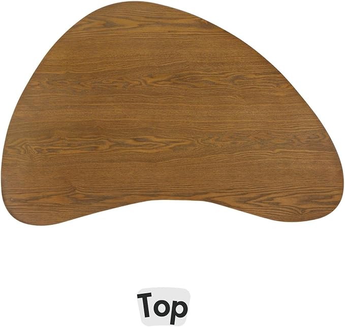 35.5 Inch Mid Century Modern Walnut Small Coffee Table for Small Spaces, Sturdy Wood Center Table with Irregular Mango Top and Fluted Legs for Living Room, Apartment