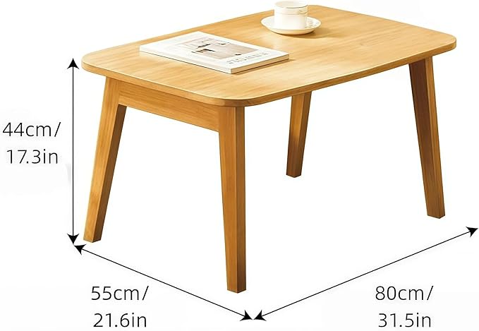 Foldable Coffee Table, Sofa Table, Coffee Tables for Living Room，Minimalist Solid Wood Side Table, Foldable Legs, Natural Wood Color.(31.5IN)