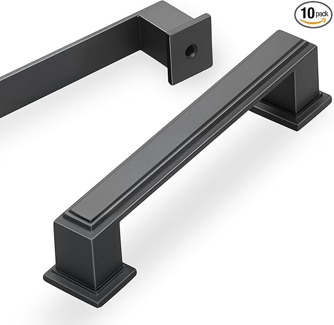 10 Pack 3.75 Inch(96mm) Hole Center Matte Dark Gunmetal Gray Modern Cabinet Pulls Kitchen Cabinet Handles Kitchen Cabinet Hardware Timeless Drawer Pulls for Dresser Cupboard Wardrobe, Gray(3.75x10)
