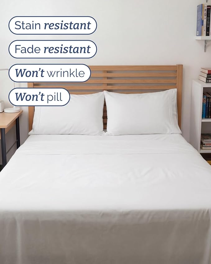 Full XL Bed Sheet - 4 Piece Full XL Bed Sheets Set - Ultra-Soft, Breathable & Cooling - Hotel Luxury Bedding for Women & Men w/ Deep Pockets - Wrinkle Free & Fade Resistant - Oeko-Tex - Antique White