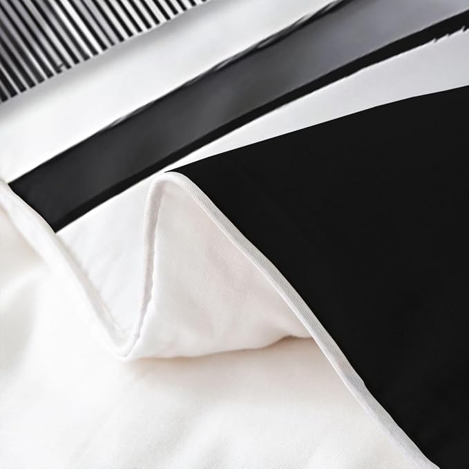 Erosebridal Gray Black Striped 100% Cotton Duvet Cover King Modern Abstract Bedding Set for Kids Teens Adults Geometric Lines Comforter Cover Aesthetic Boho Bed Set 3 Pcs