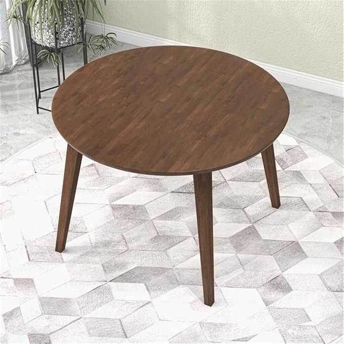 Pemberly Row Round Walnut Dining Kitchen Table, Mid Century Modern Charlotte Wood Top Table with Wood Legs 43" for Kitchen Dining Room Office Conference 2 to 5 People