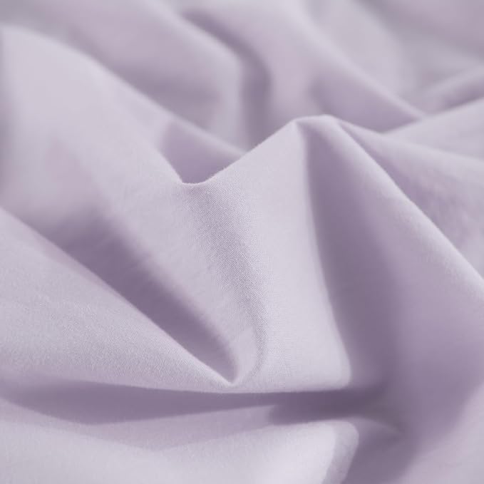 NEXHOME PRO Queen Duvet Cover Set, 100% Washed Cotton with Linen-Like Texture, Natural Organic, Breathable & Comfortable, Includes Home Bedding Set Lilac (No Comforter) 9090