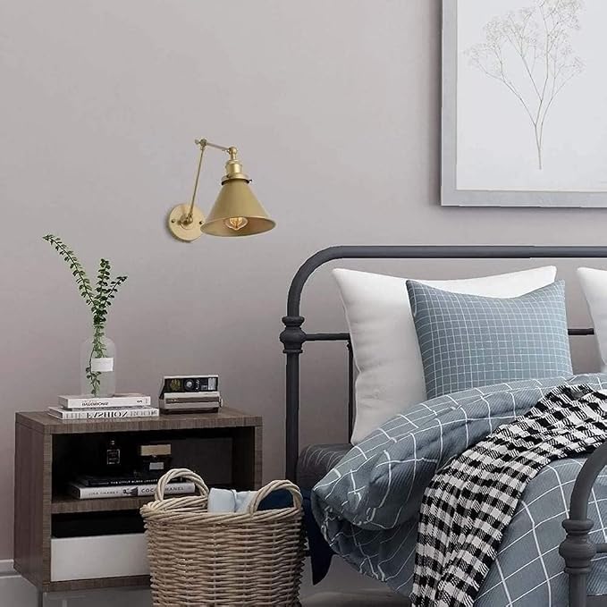 Adjustable Swing Arm Wall Lamp Iron Sconce Light Industry Retro Metal Loft Indoor V-intage E27 Bedside Bedroom Reading Living Room Dining,Luxury