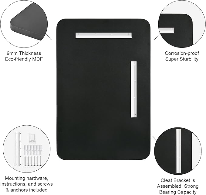 Black Bathroom Mirror 30X42 Inch Rounded Rectangle Wall Mirror Stainless Steel Metal Frame Vanity Mirror Anti-Rust for Entryway, Bathroom, Vanity, Living Room Hangs Vertically or Horizontally