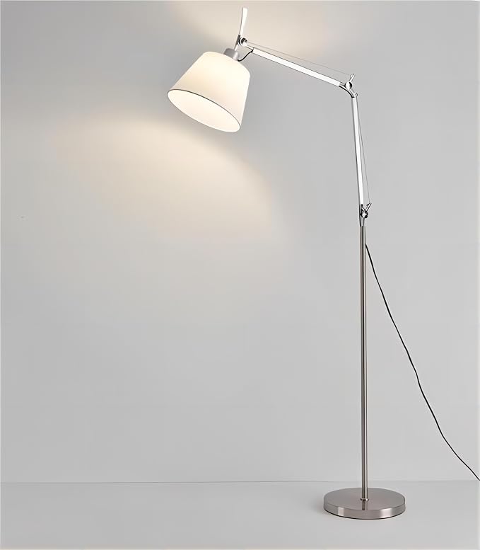 LIGHTLAND Modern Nordic Medieval ins Wind Cloth Cover Floor lamp Living Room Bedroom Study Table Double Rocker arm Adjustable Fishing Light - Large