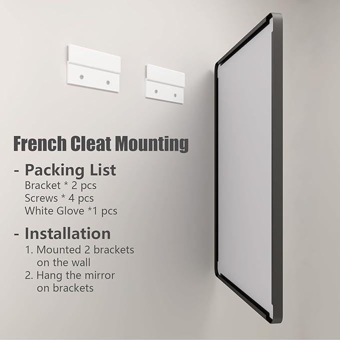 36x36 Square Black Bathroom Mirror, Matte Framed Bathroom Vanity Mirror for Wall, Modern Rectangle Mirror, Rounded Corners, Tempered Glass