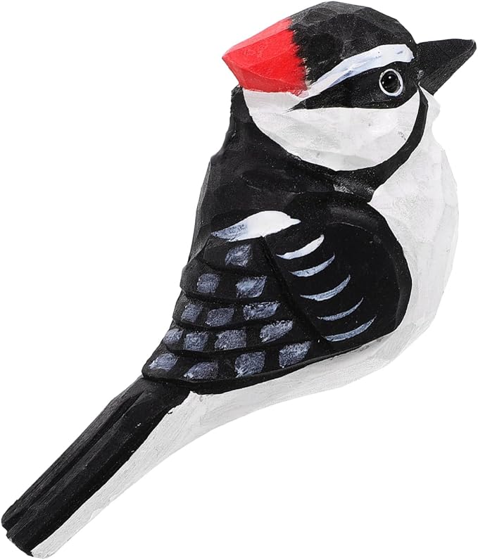 Mobestech Wooden Bird Figurine Rustic Hand-Carved Bird Decoration for Tabletop Unique Desktop Decor Accent for Retro Style