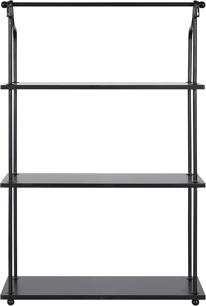 Kate and Laurel Walters Modern 3-Tier Hanging Shelf; 21 x 32; Black; Decorating Wall Mounted Storage Shelf for Wall